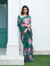 Deep green with bold multi floral