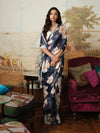 Midnight blue floral saree