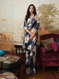 Midnight blue floral saree