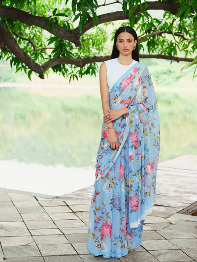 "JARDIN" silk chiffon saree