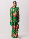 Emerald green water color floral saree