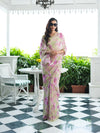 Pale sage floral saree