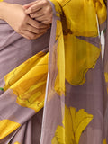 Grey abstract floral saree