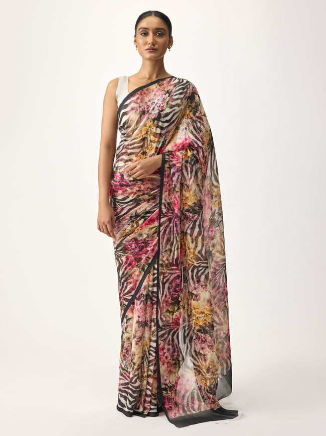 Water color floral on animal print base