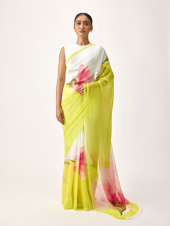 Lemon water colour saree