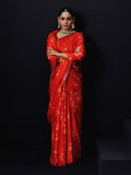 Red tonal floral saree