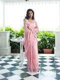 Pink floral saree