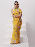 Bright mustard floral saree