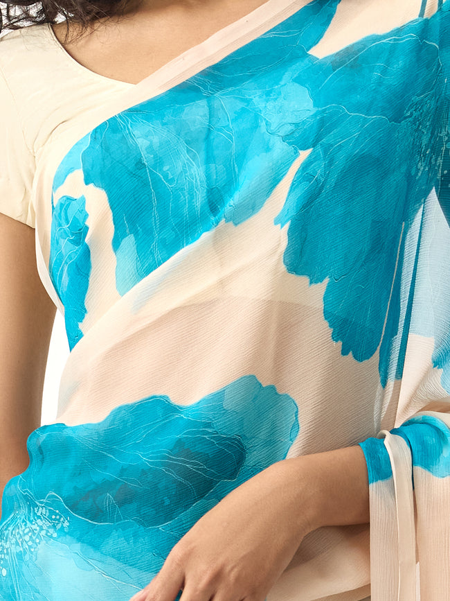 Abstract ivory base saree