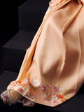 Peach Kanjivaram floral print saree