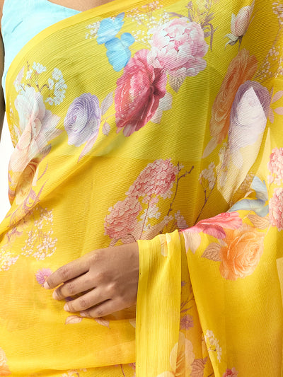 Mustard floral saree