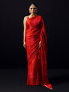 Red tonal satin floral saree