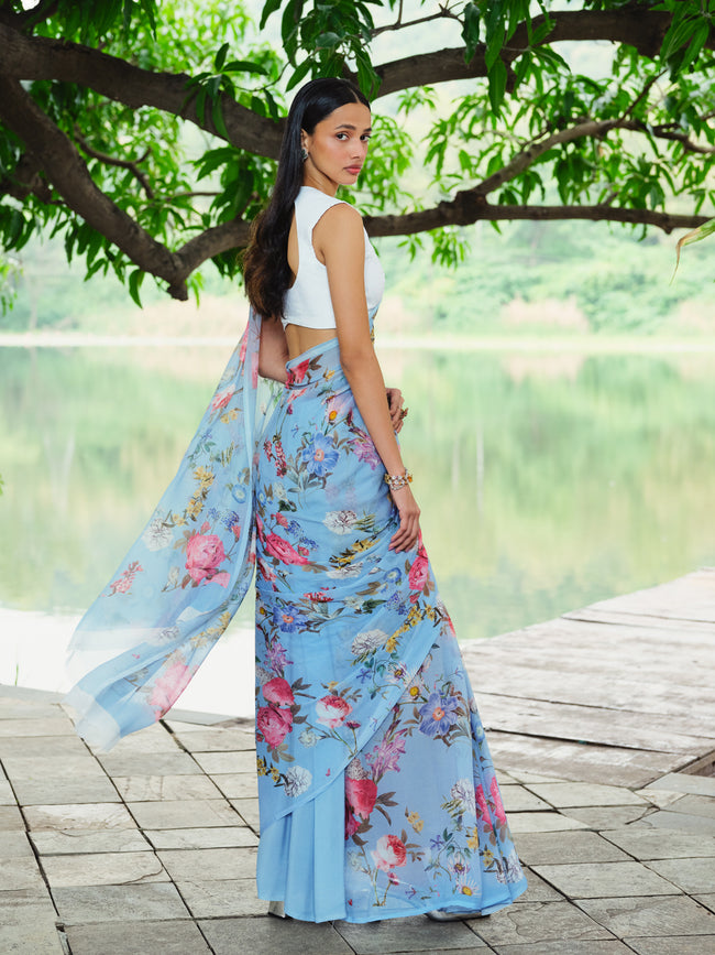 "JARDIN" silk chiffon saree