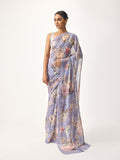 Purple floral print saree