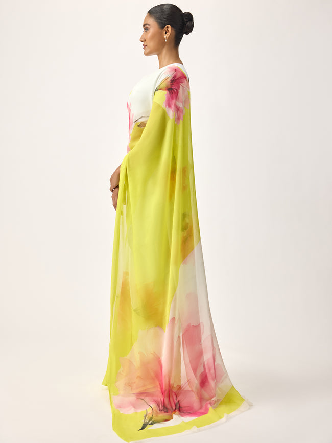 Lemon water colour saree