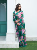 Deep green with bold multi floral