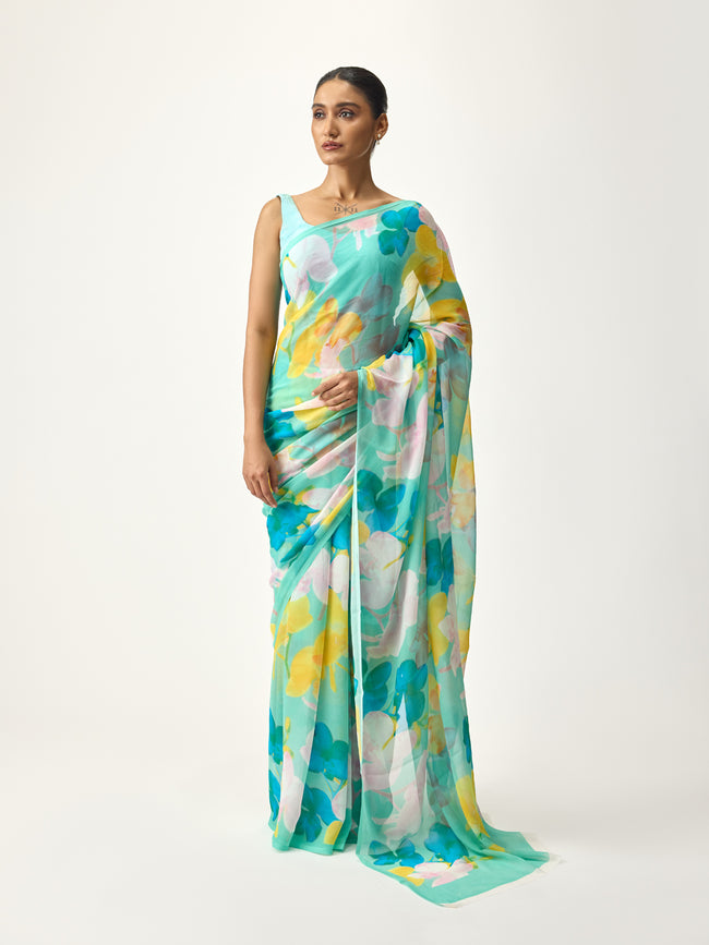 Abstract floral on light green base