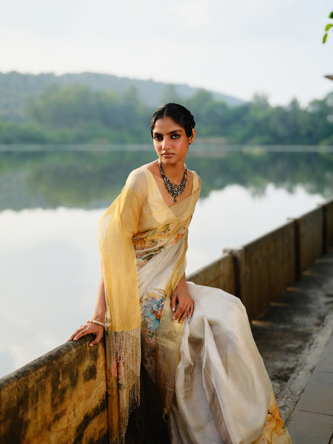 "GRAH" handloom tissue saree