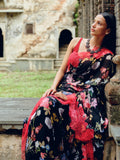 Floral chiffon saree