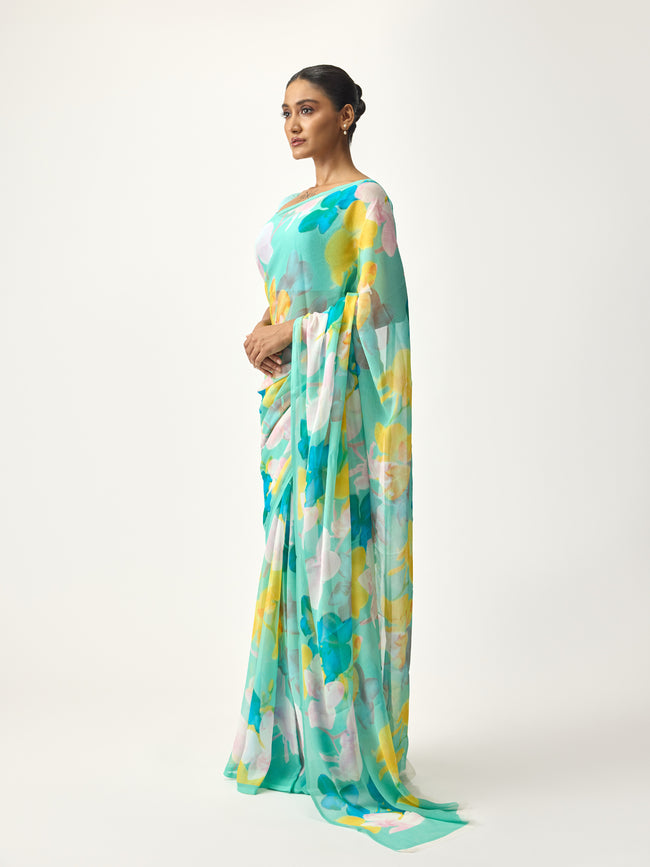 Abstract floral on light green base