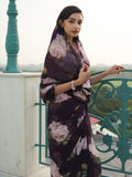Deep wine with watercolor florals