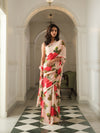 Pale peach with red roses