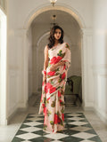 Pale peach with red roses