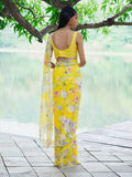 "ZINNIA" floral chiffon saree