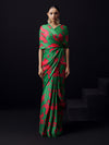 Green tonal floral saree