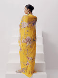 Bright mustard floral saree