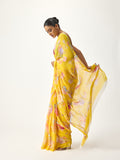 Mustard floral saree
