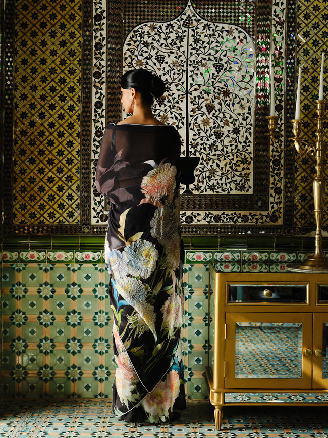 "OPHELIA"  embroidered  printed saree