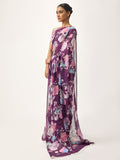 Purple floral saree