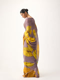 Grey abstract floral saree