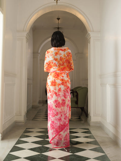 Pink Orange ombre floral prints