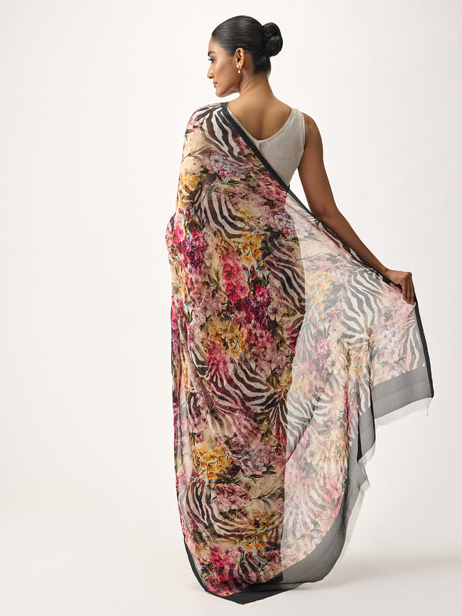 Water color floral on animal print base