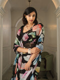 Black with watercolor floral