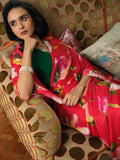 Red floral saree