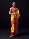 Mustard Kanjivaram floral print saree