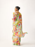 Multi coloured abstract floral saree
