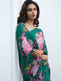 Deep green with bold multi floral