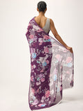 Purple floral saree