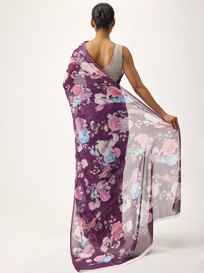 Purple floral saree