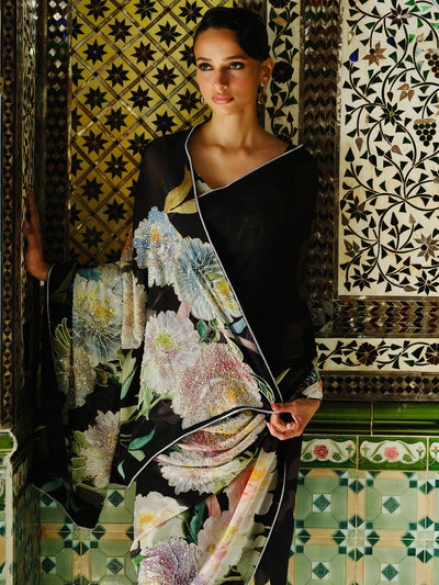 "OPHELIA"  embroidered  printed saree