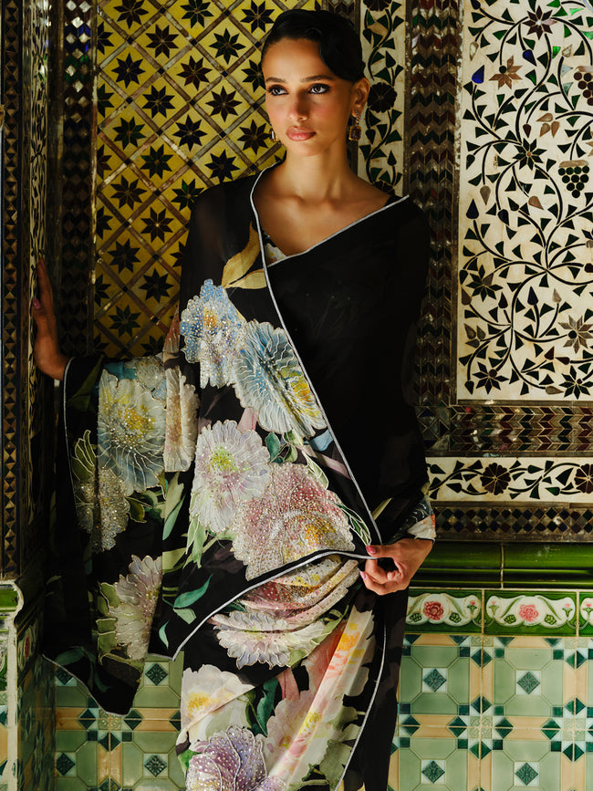 "OPHELIA"  embroidered  printed saree
