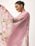 Pink abstract floral saree