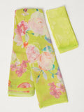 Bright lemon abstract floral saree