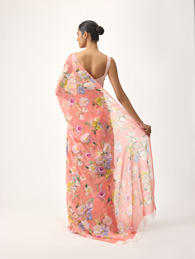 Peach  water colour saree
