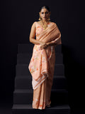 Peach Kanjivaram floral print saree