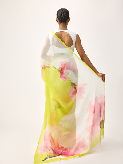 Lemon water colour saree